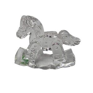 Crystal Glass Rocking Horse Figurine Kristalcolor 24% Pbo Made In Italy